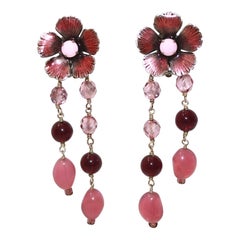 Vintage Philippe Ferrandis Flower Double Drop Earrings