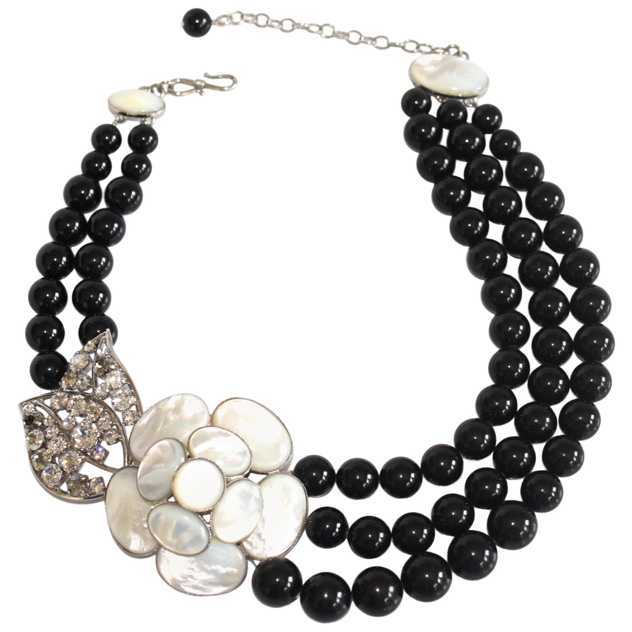 Philippe Ferrandis Glass Pearl and Mother of Pearl Necklace