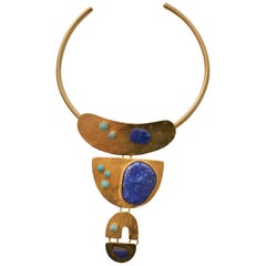 Philippe Ferrandis Gold, Lapis and Turquoise Necklace