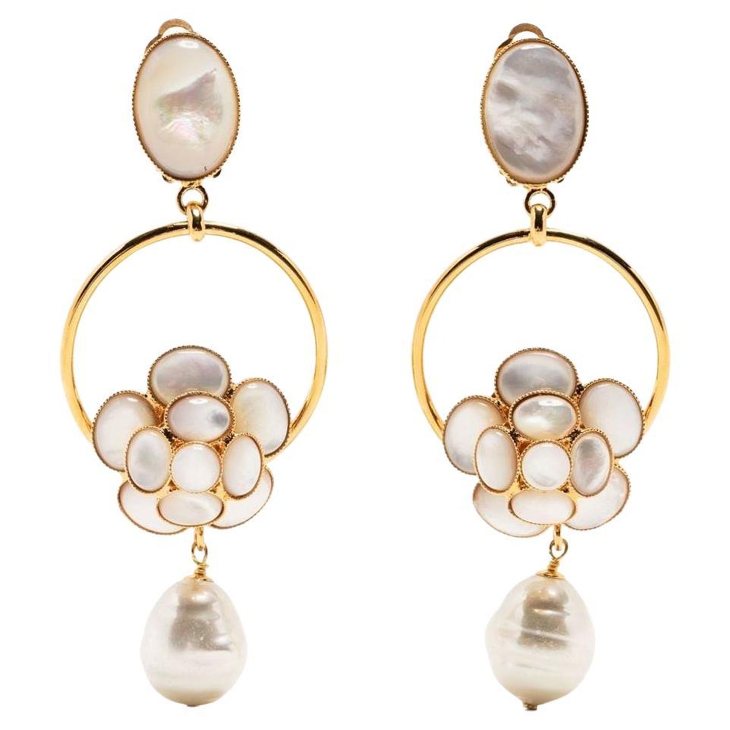 Chanel Flower & Pearl Clip-On Drop Earrings – Votre Luxe