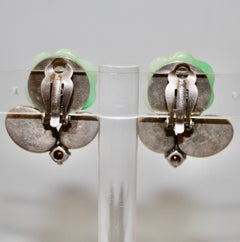 Philippe Ferrandis Green Flower Clip earrings