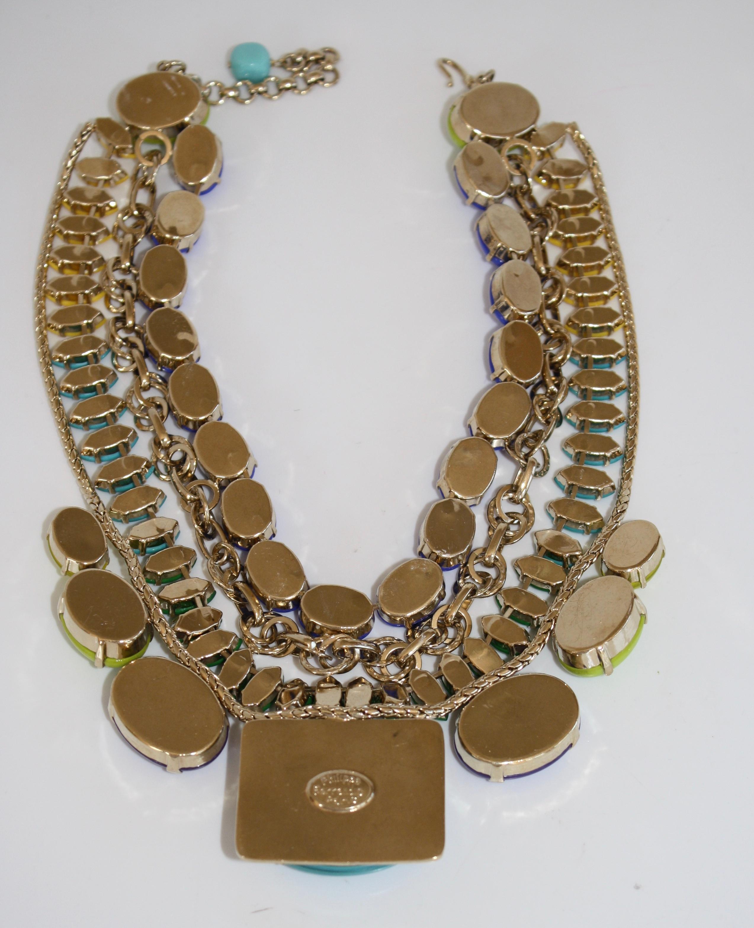 Philippe Ferrandis Handmade Glass and Pale Gold Metallic Treatment Necklace 3