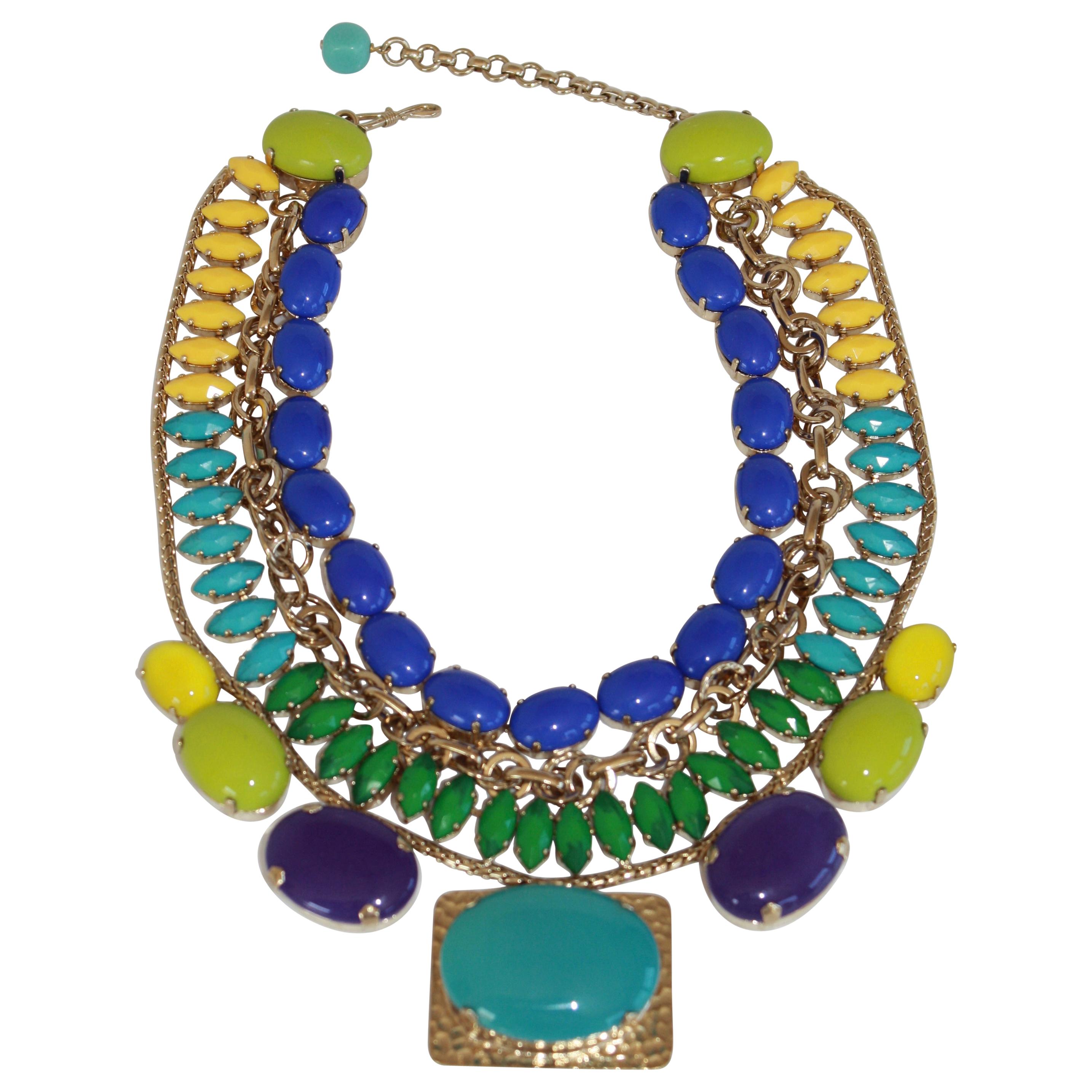 Philippe Ferrandis Handmade Glass and Pale Gold Metallic Treatment Necklace
