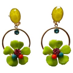 Philippe Ferrandis Ischia Clip Earrings in Green