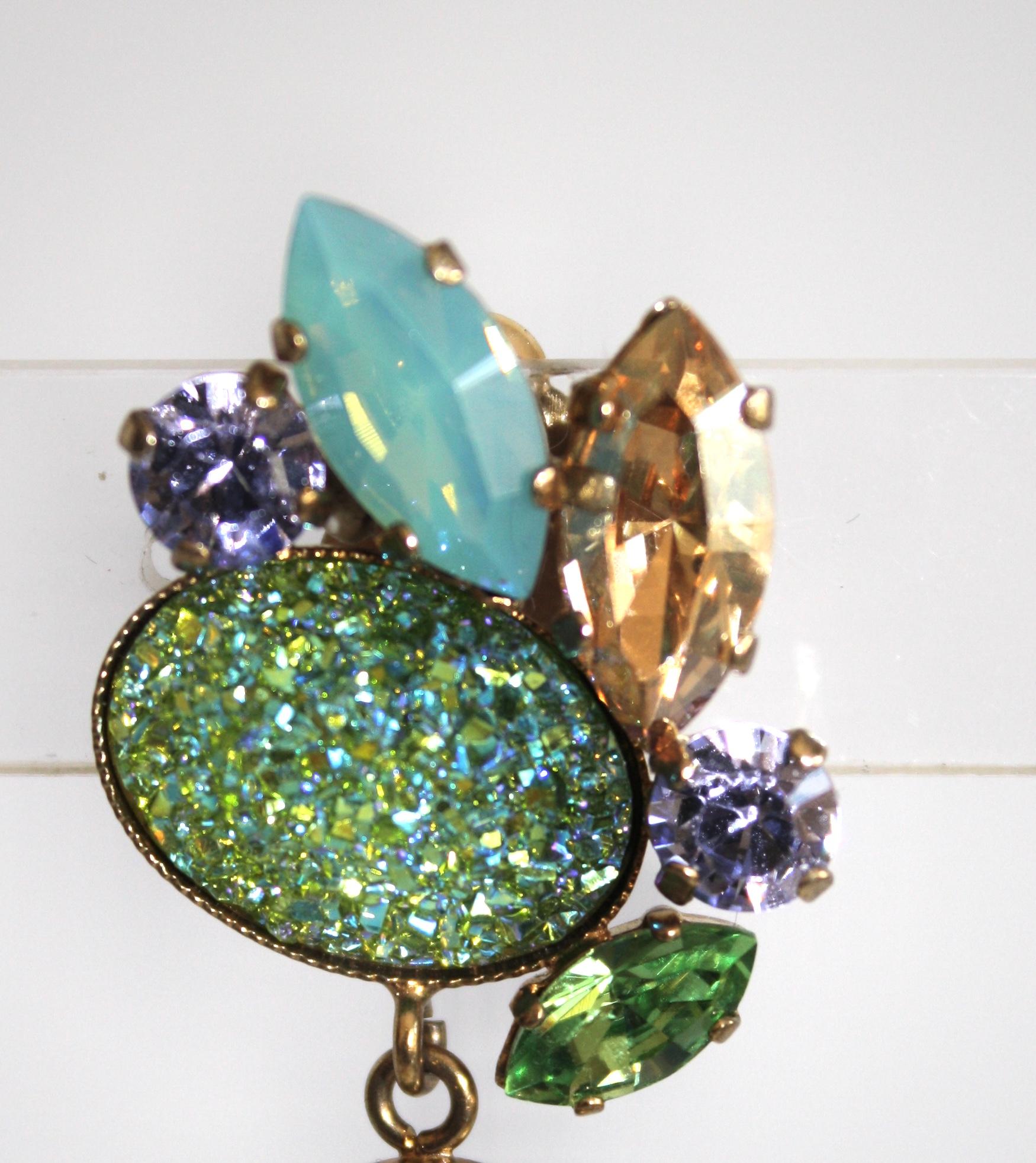 Agate and Swarovski Crystal limited series clip earrings from Philippe Ferrandis. 