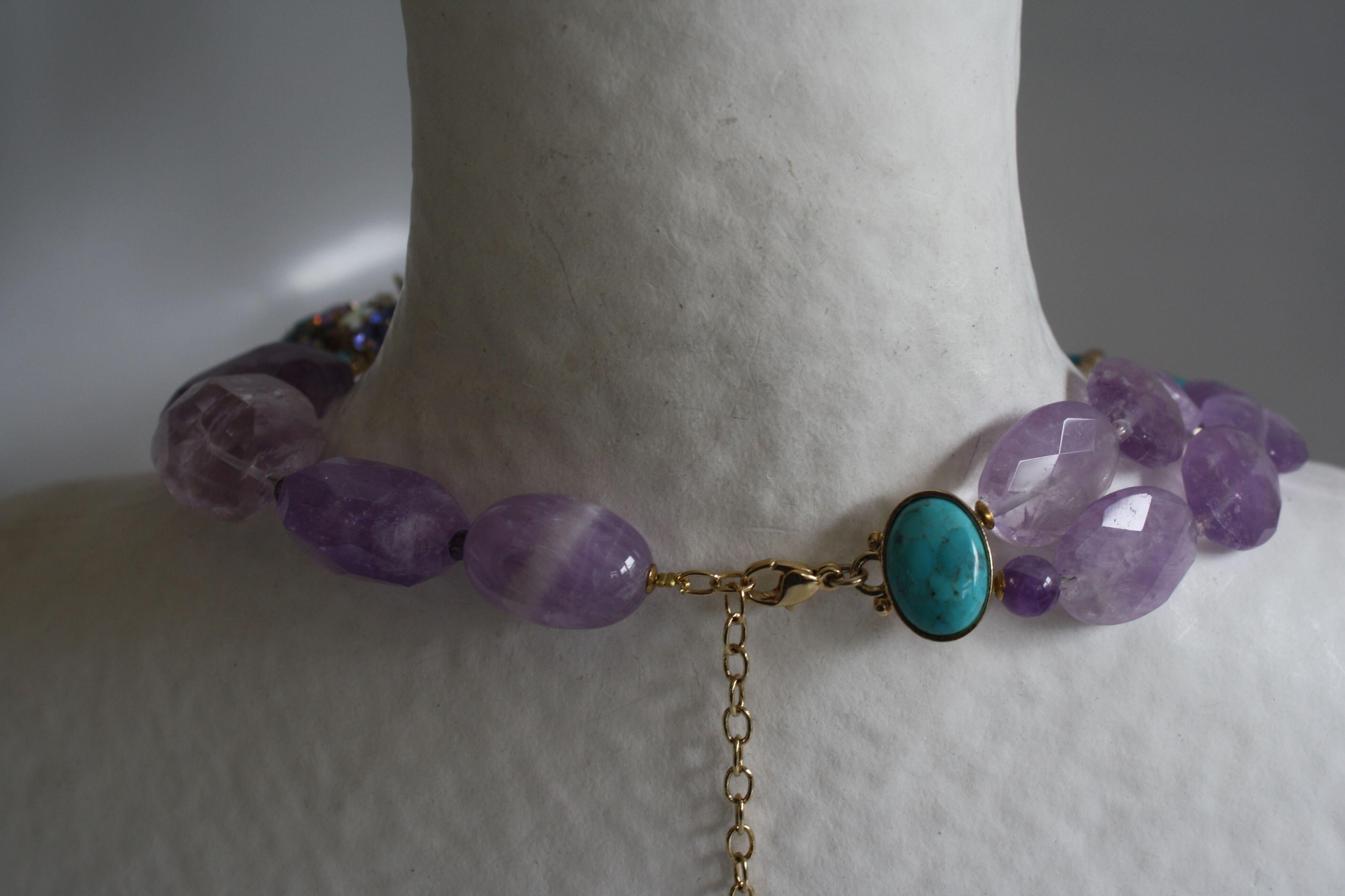 Philippe Ferrandis Limited Series Amethyst and Turquoise Statement Necklace 3