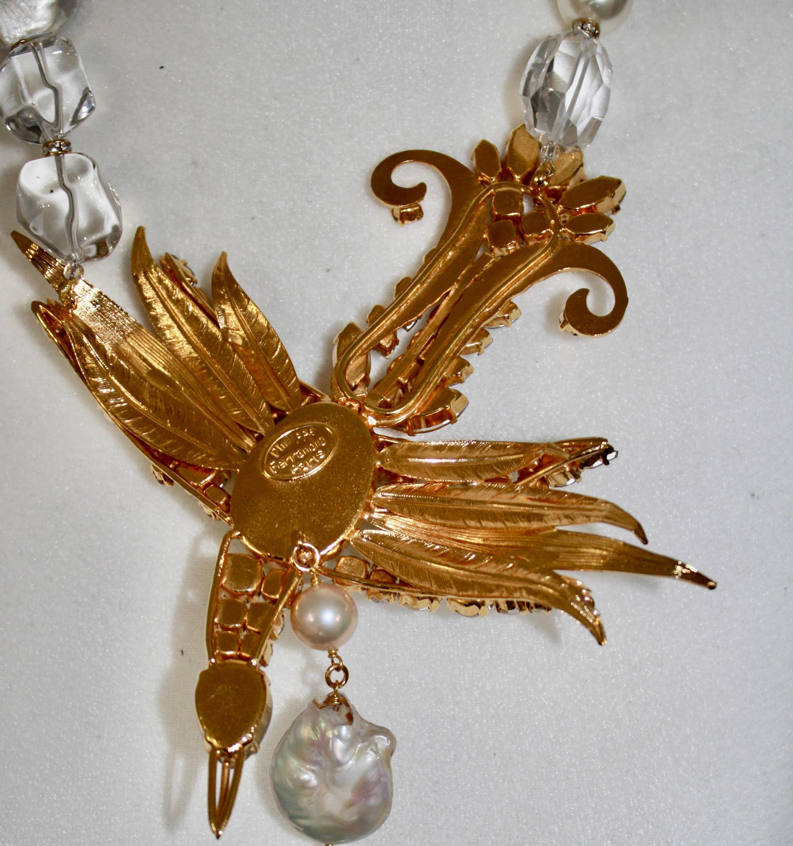 Another fabulous statement piece by Philippe Ferrandis. Rock crystal, agate, Swarovski crystal , freshwater pearls. A timeless elegant staple in your collection.
Extension chain is 4