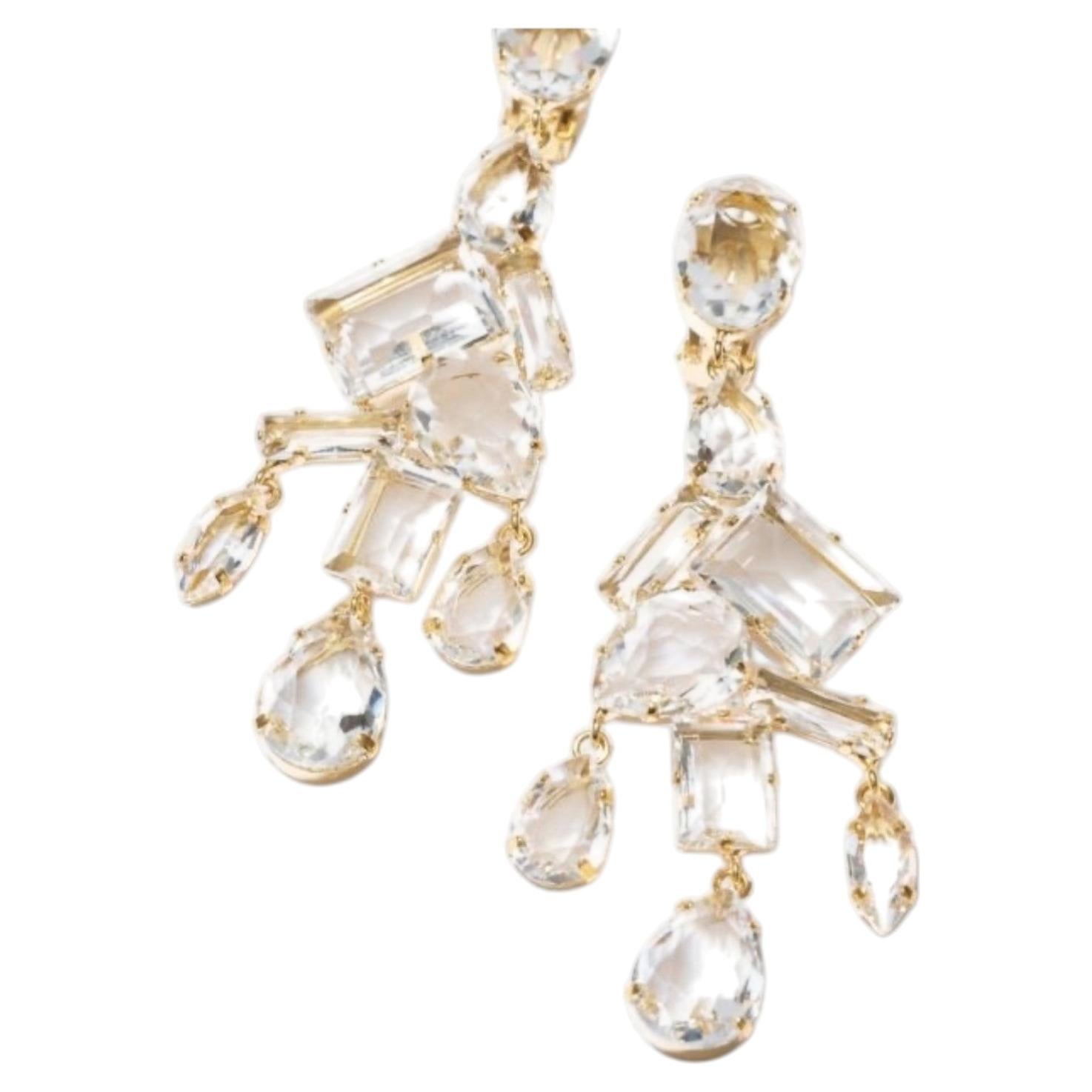 Philippe Ferrandis - Long Clips, Crystal Earrings - Fenice For Sale