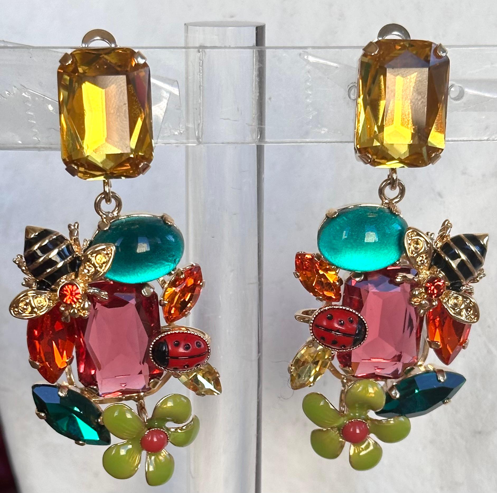 Philippe Ferrandis Médicis Drop Clip Earrings In New Condition In Virginia Beach, VA
