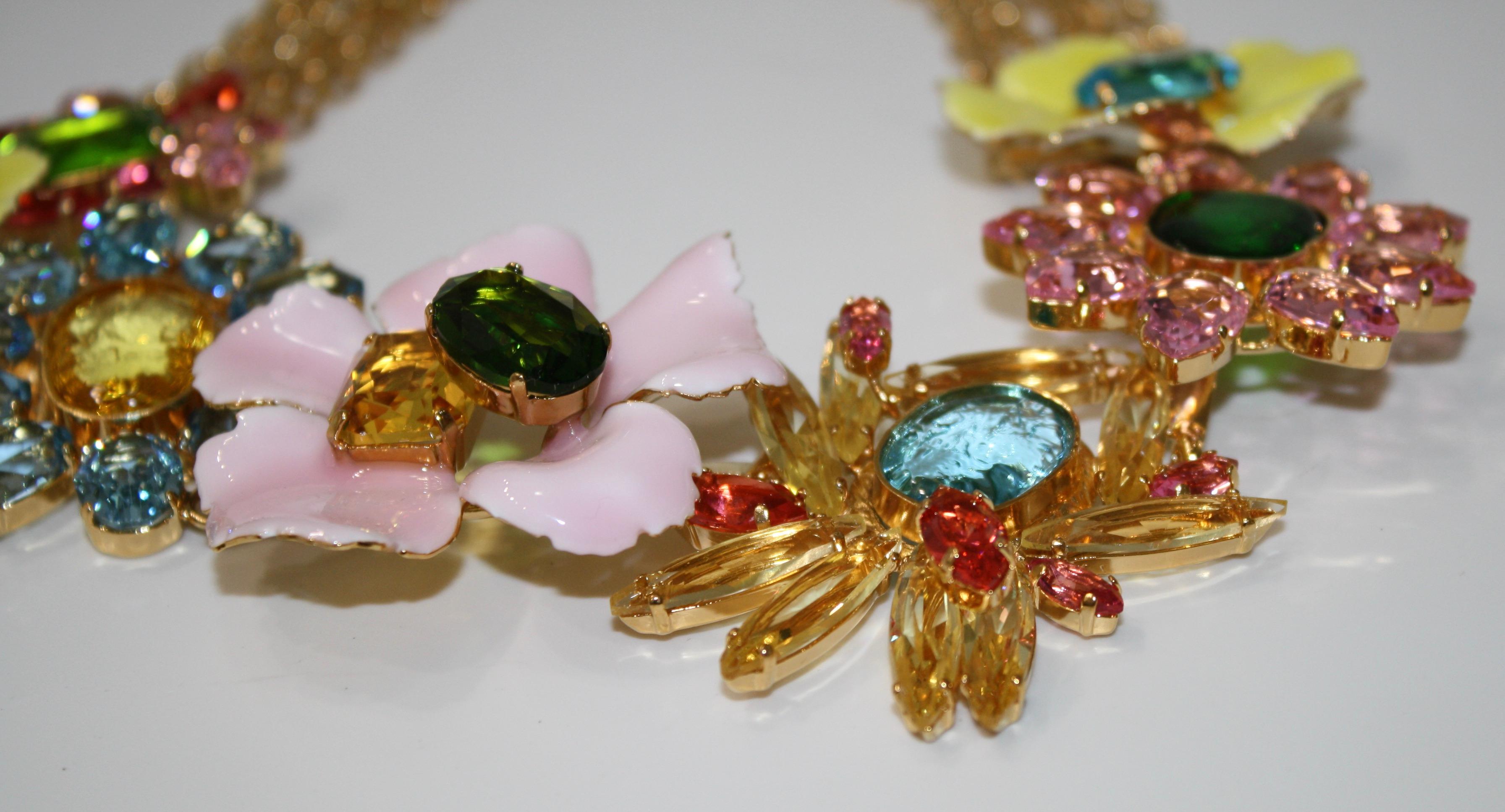 Artist Philippe Ferrandis Multi Flower Chocker For Sale