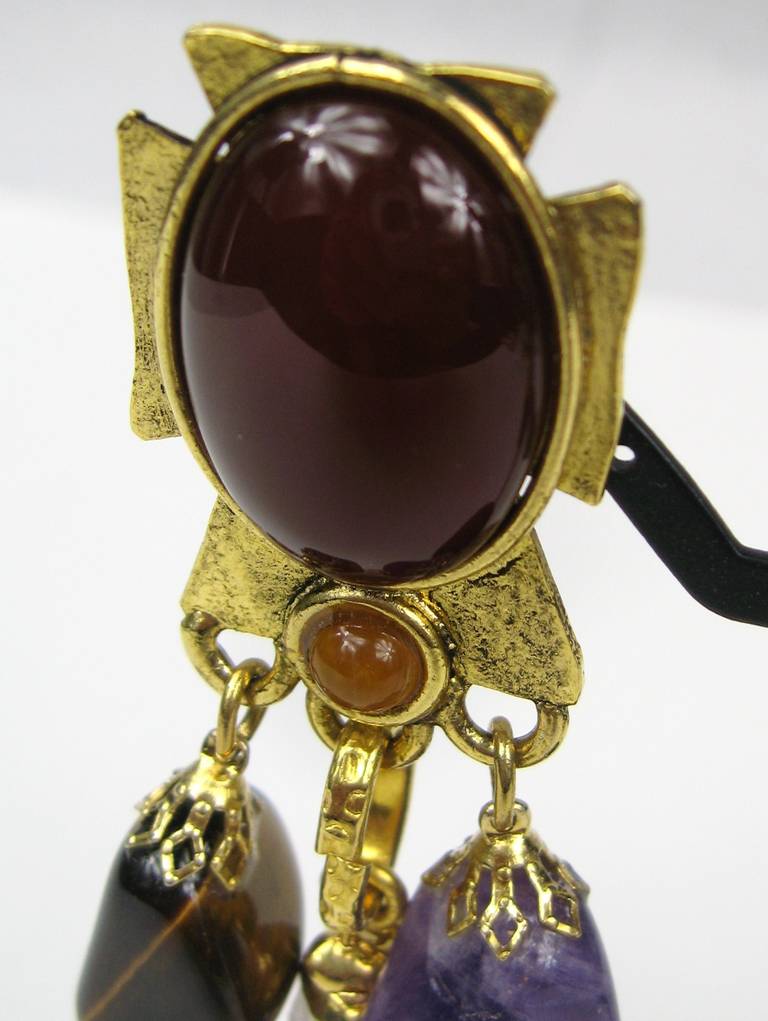 Women's Philippe Ferrandis Multi Stone Dangle earrings Maltese Amethyst 1990s, New  For Sale