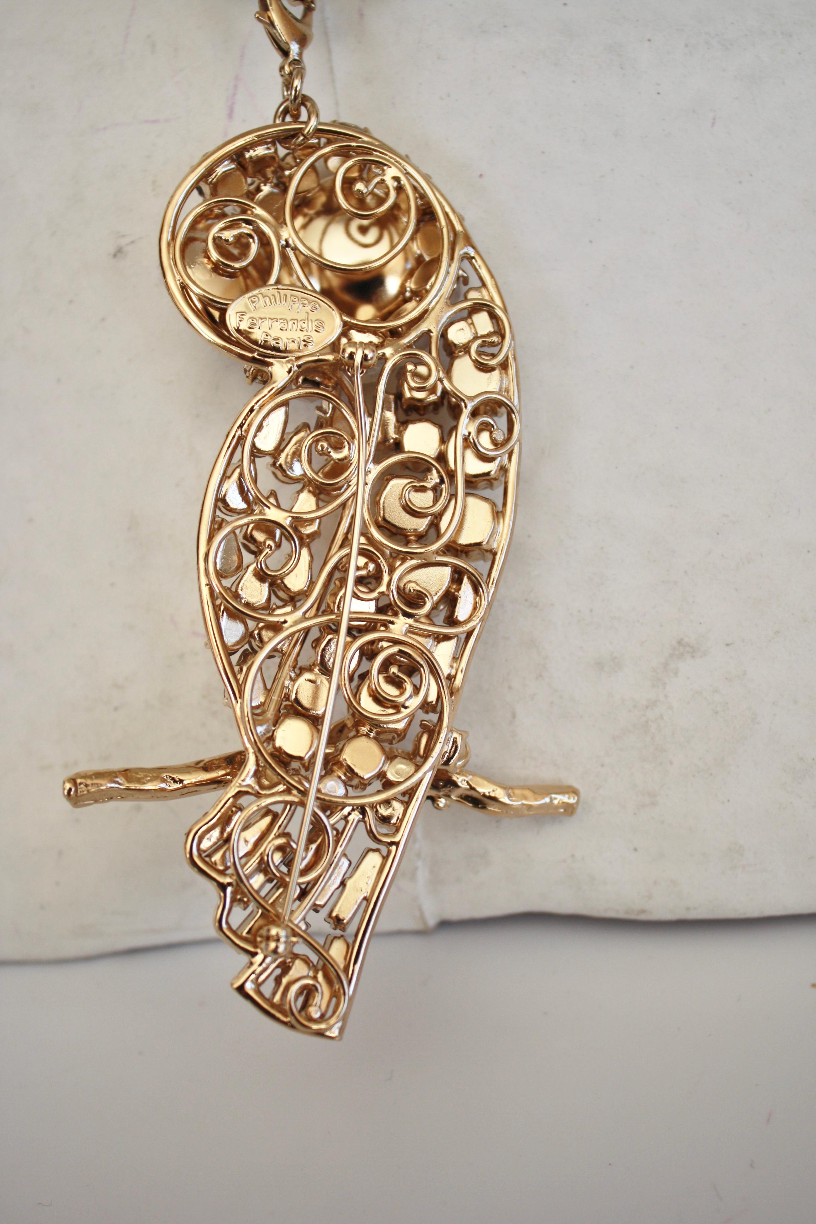 Women's Philippe Ferrandis Owl Pendant on Chain 