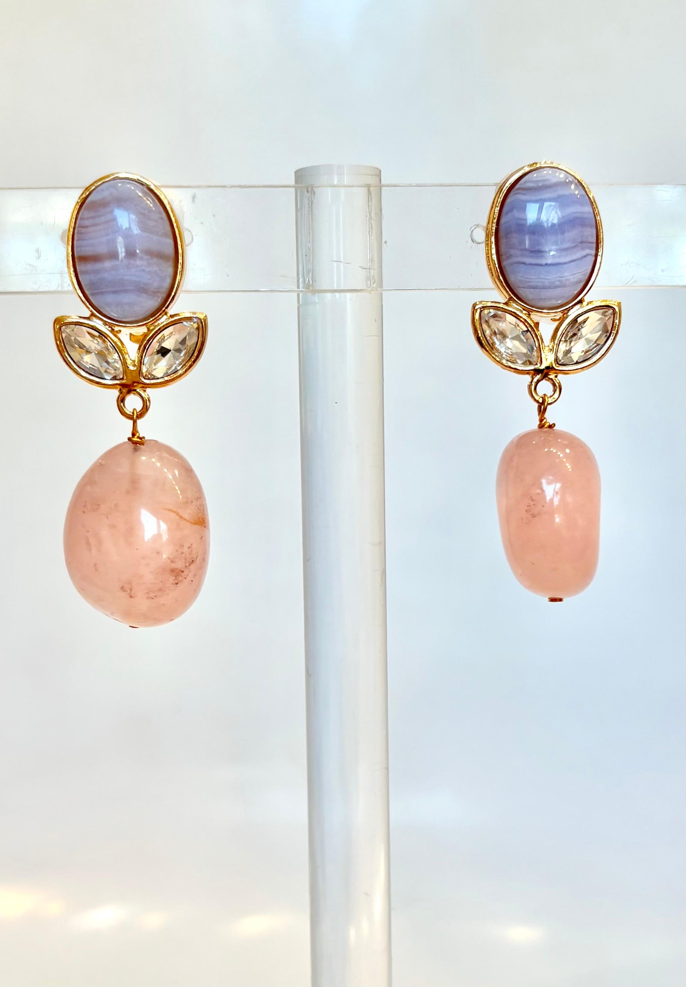 Philippe Ferrandis Pastel Clip Earrings In Excellent Condition For Sale In Virginia Beach, VA