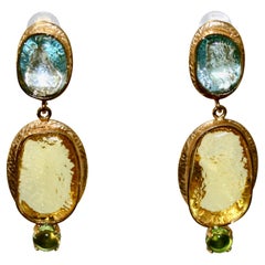 Philippe Ferrandis Pate de Verre Drop Earrings
