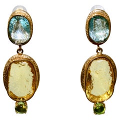 Philippe Ferrandis Pate de Verre Drop Earrings 