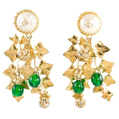 Vintage Philippe Ferrandis Pearl and Poured Glass Chandelier Earrings