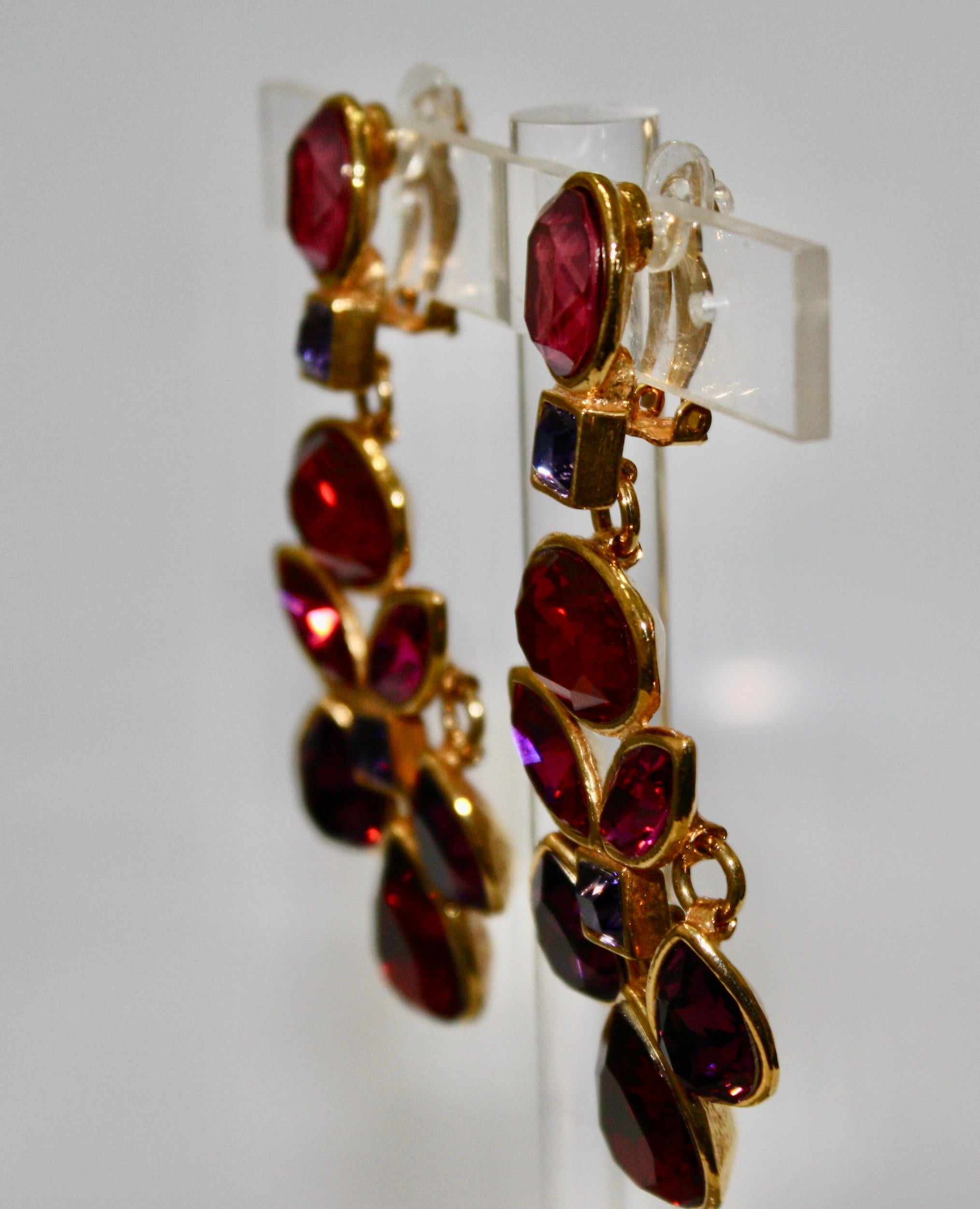 Modern Philippe Ferrandis Red Statement Clip Earrings