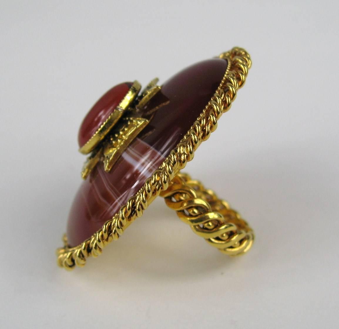 Philippe Ferrandis Ring Maltese Gripoix Cross Poured Glass  1990s In New Condition For Sale In Wallkill, NY