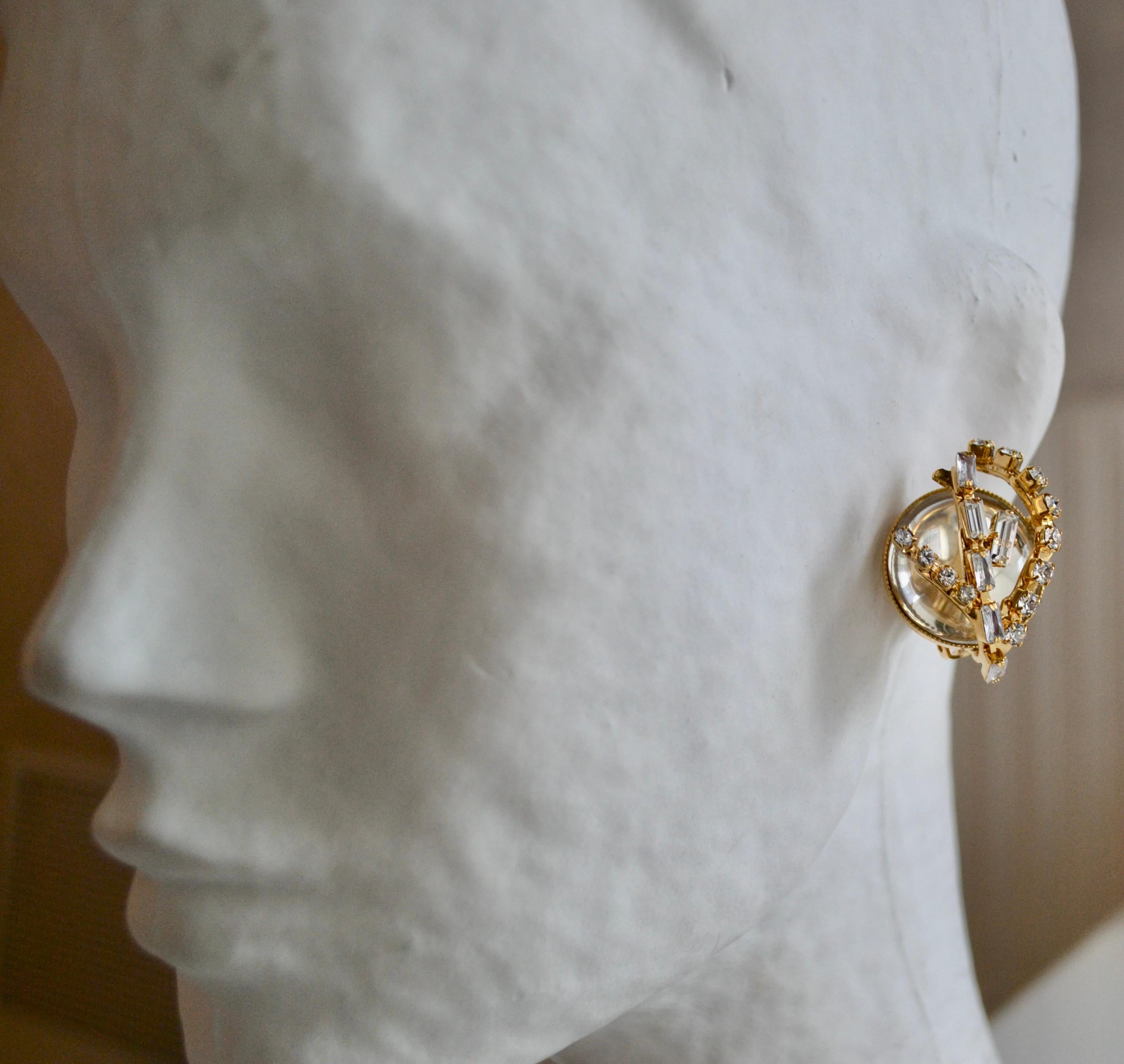 Mouvement esthétique Philippe Ferrandis - Boucles d'oreilles clip en or et cristal de roche 