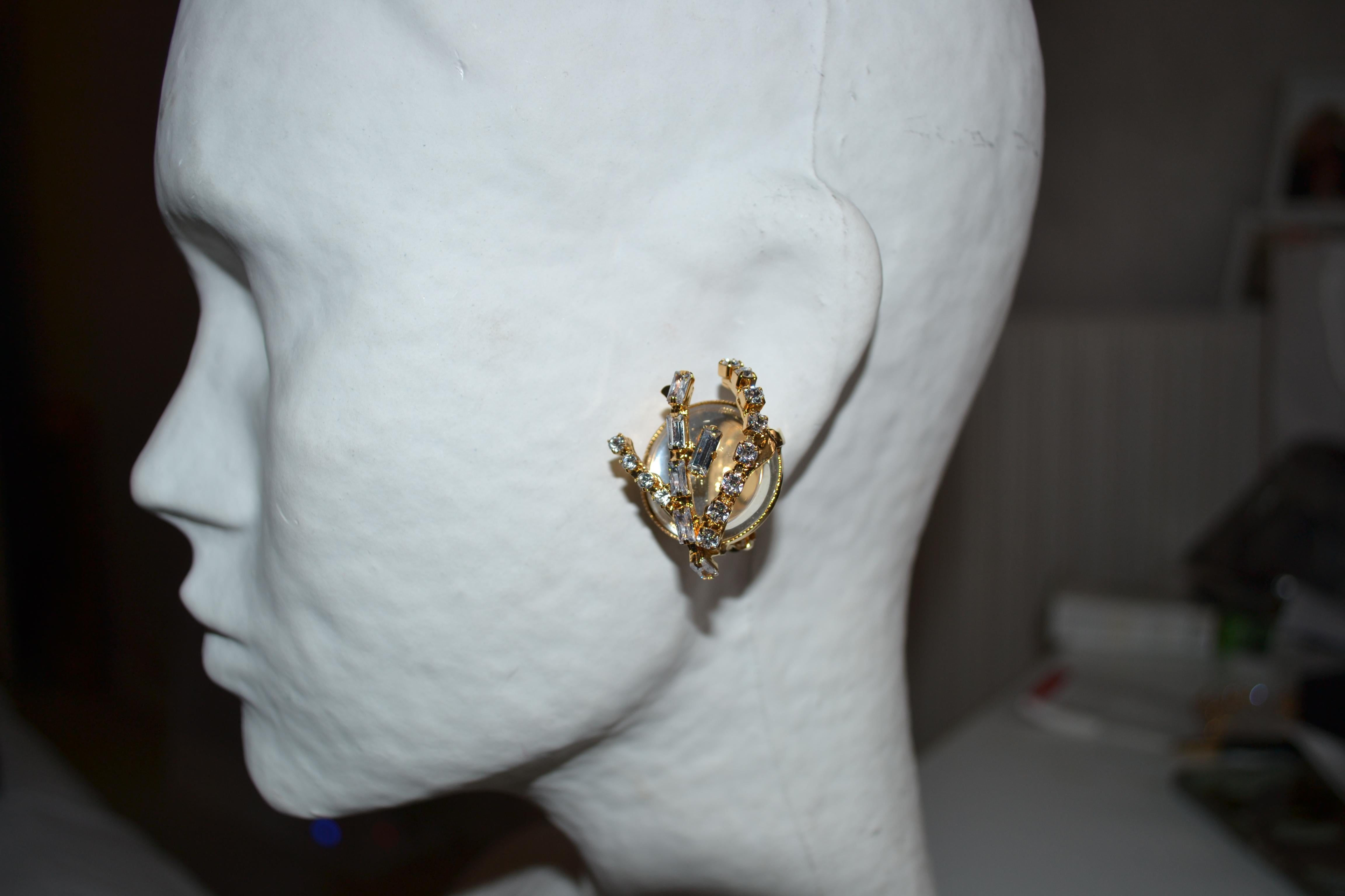  Philippe Ferrandis - Boucles d'oreilles clip en or et cristal de roche  Unisexe 