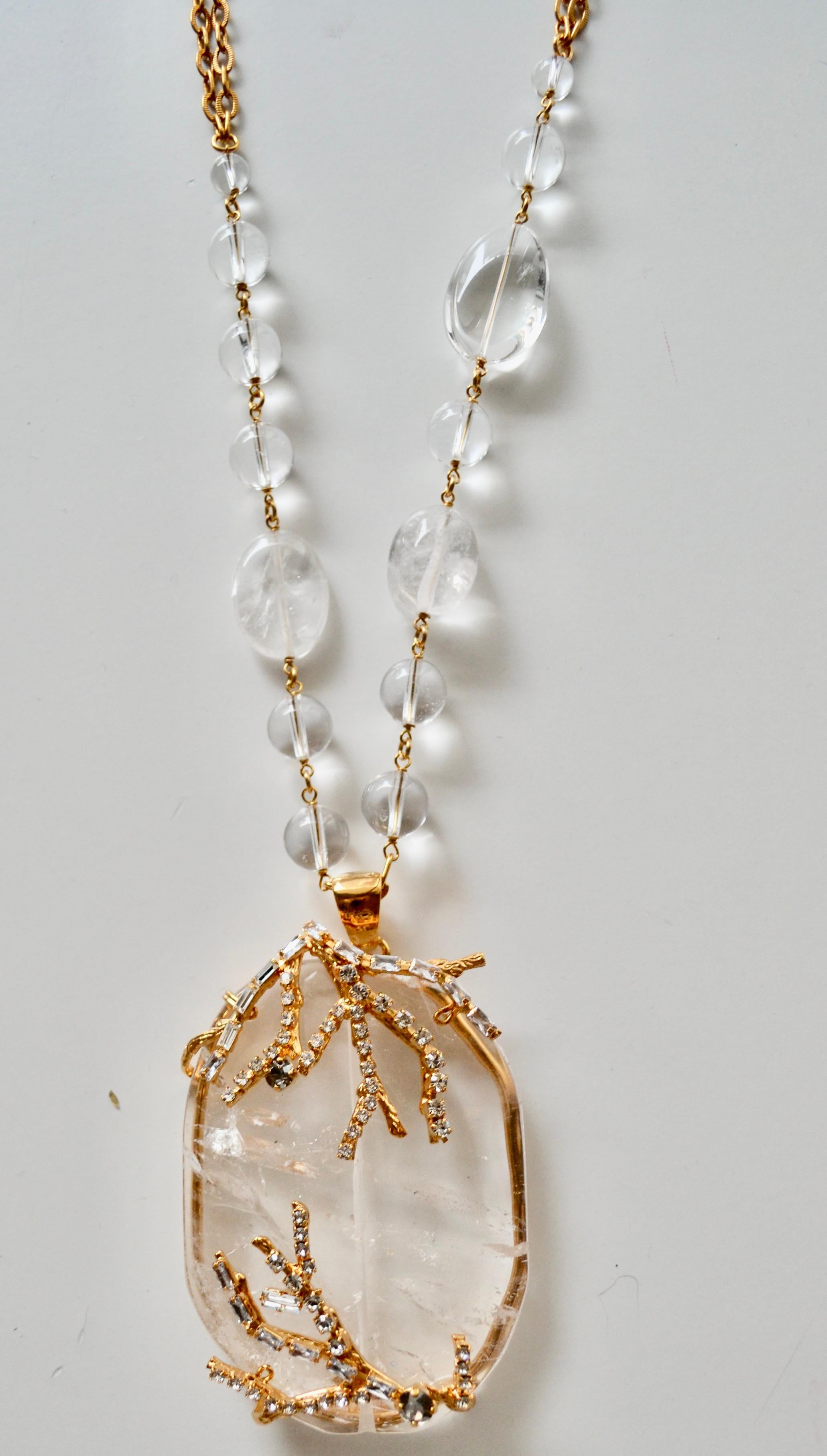 Ball Cut Philippe Ferrandis  Rock Crystal and Gold pendant  For Sale