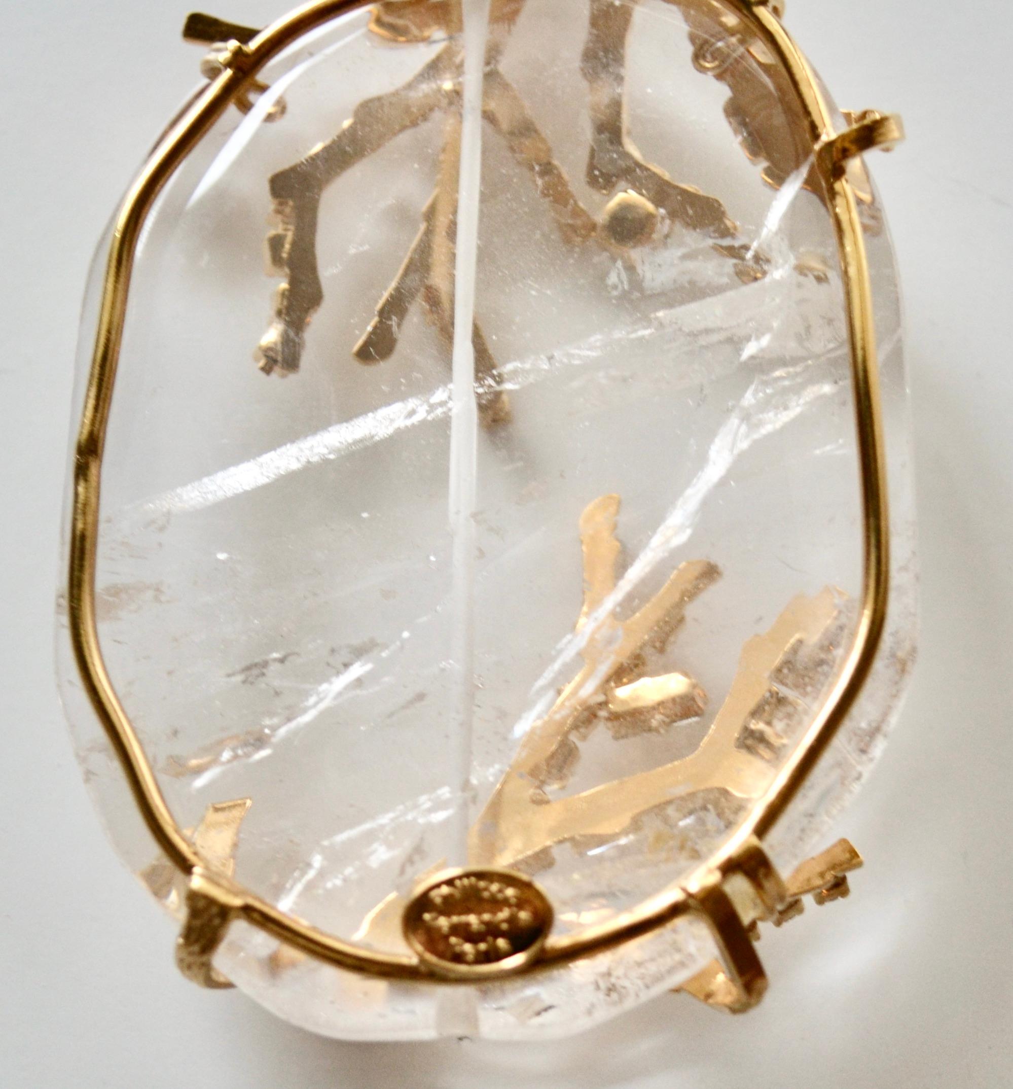 Philippe Ferrandis  Rock Crystal and Gold pendant  In New Condition For Sale In Virginia Beach, VA