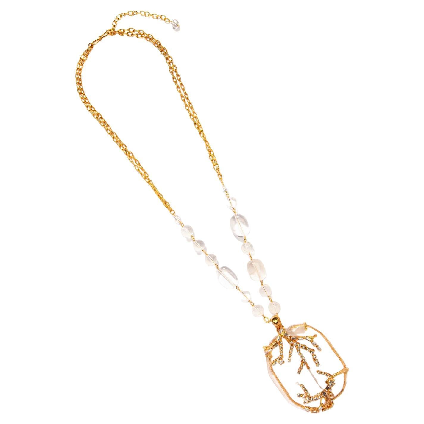 Philippe Ferrandis  Rock Crystal and Gold pendant  For Sale