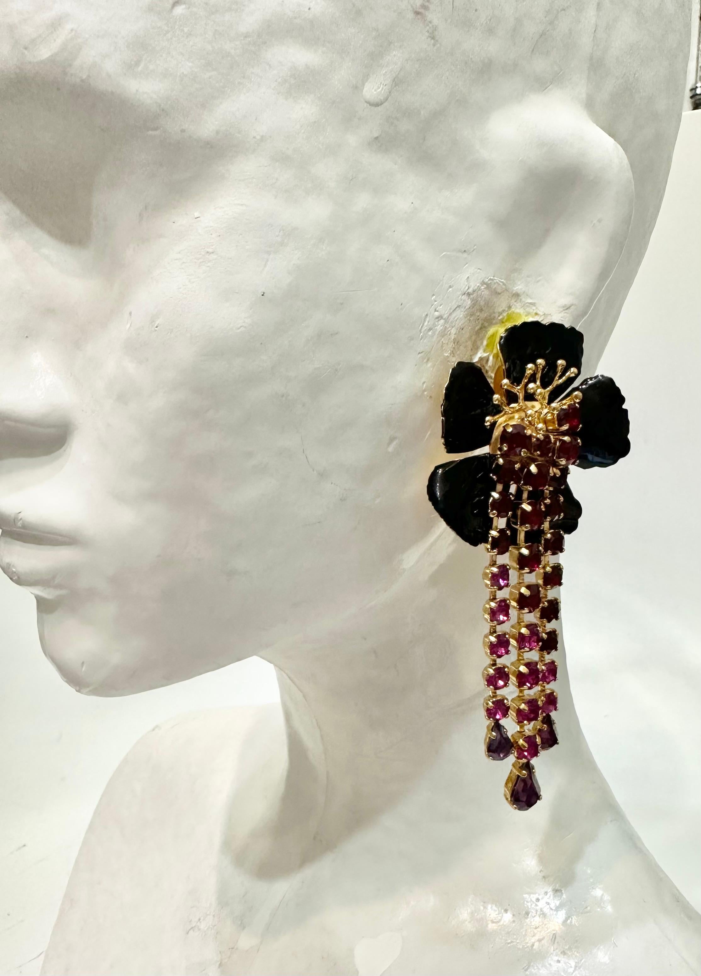 Art Nouveau Philippe Ferrandis Sevilla Pierced Drop Earrings  For Sale