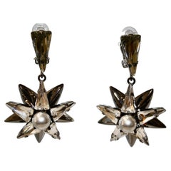 Philippe Ferrandis Star Flower Drop Earrings 
