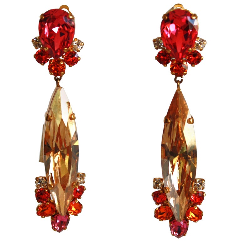 Philippe Ferrandis Swarovski Crystal Clip Earrings For Sale at 1stDibs |  swarovski clip on earrings australia, swarovski earrings sale, philippe  ferrandis clip earrings