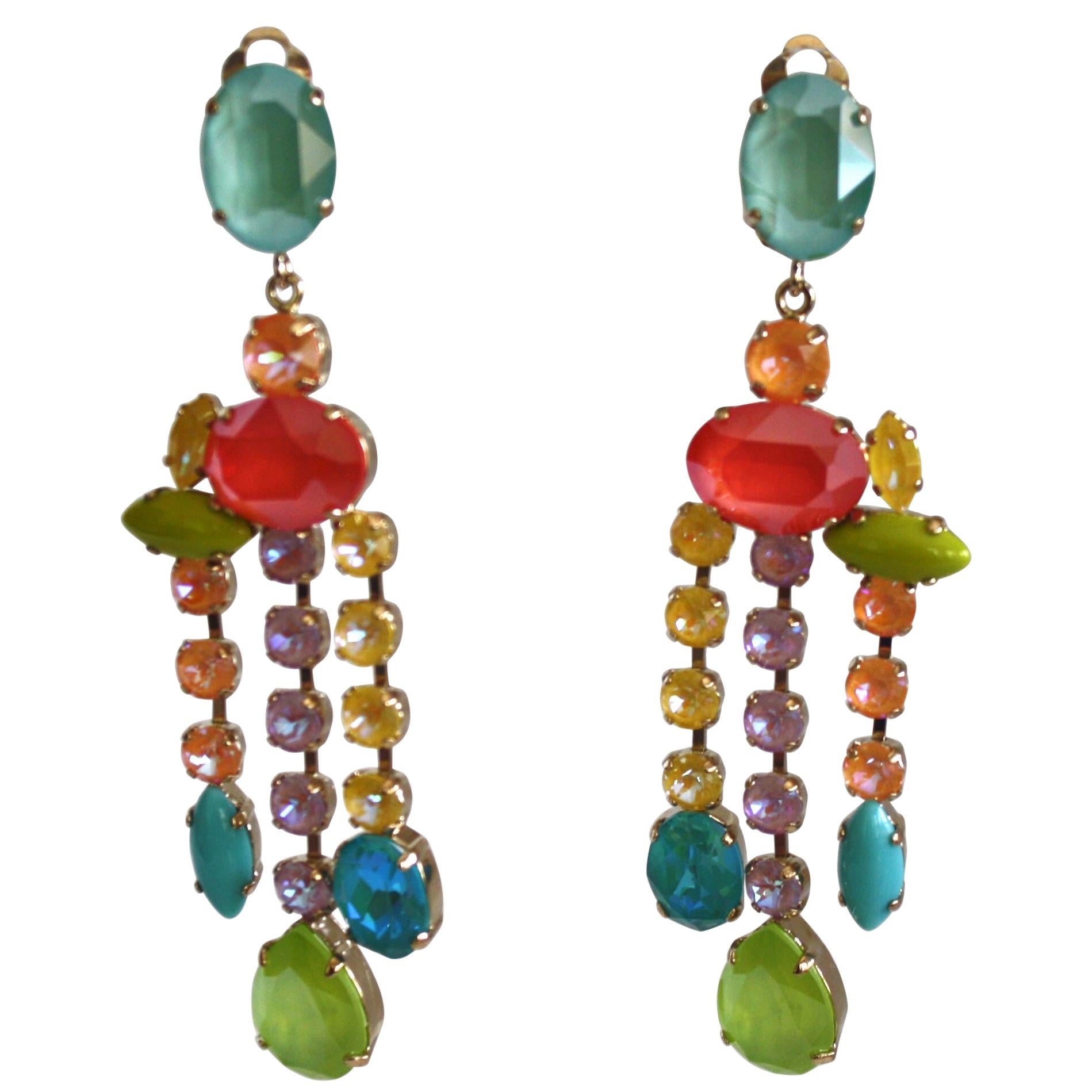 Philippe Ferrandis Swarovski Crystal Statement Earrings