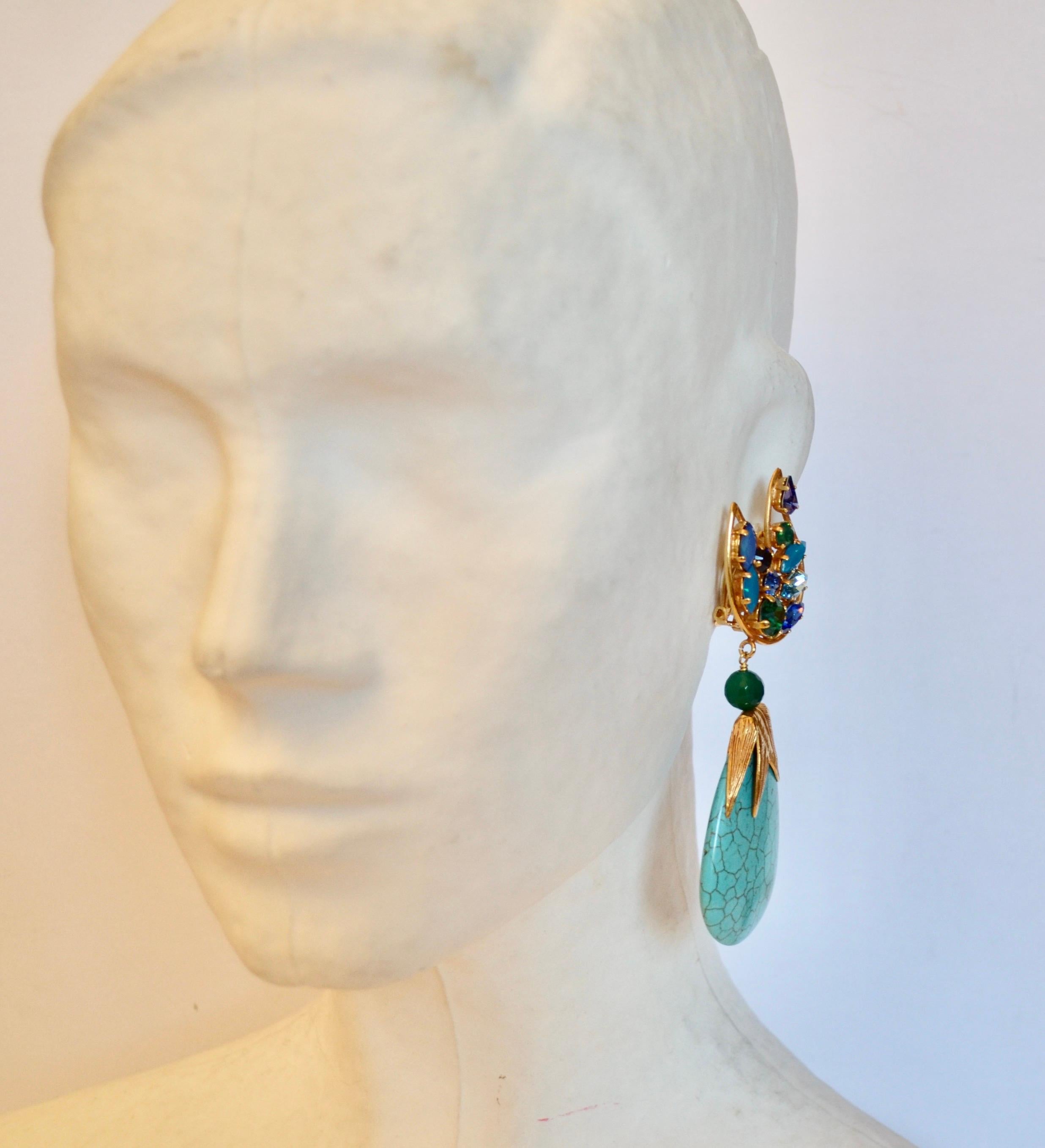 Philippe Ferrandis Turquoise Drop Earrings In New Condition In Virginia Beach, VA