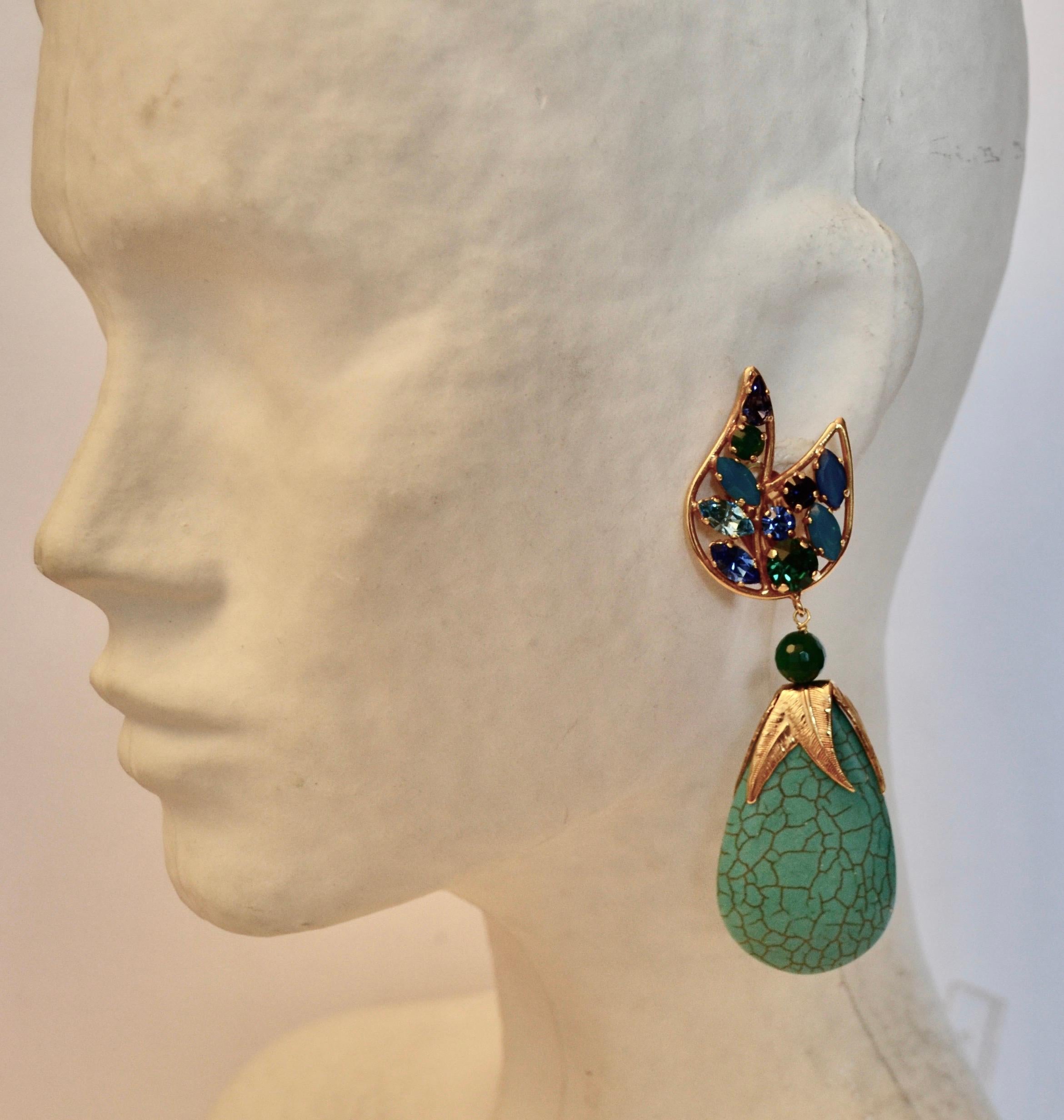 Women's or Men's Philippe Ferrandis Turquoise Drop Earrings