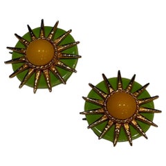 PHILIPPE FERRANDIS Vintage 1980s Large Sun Clip-On Earrings