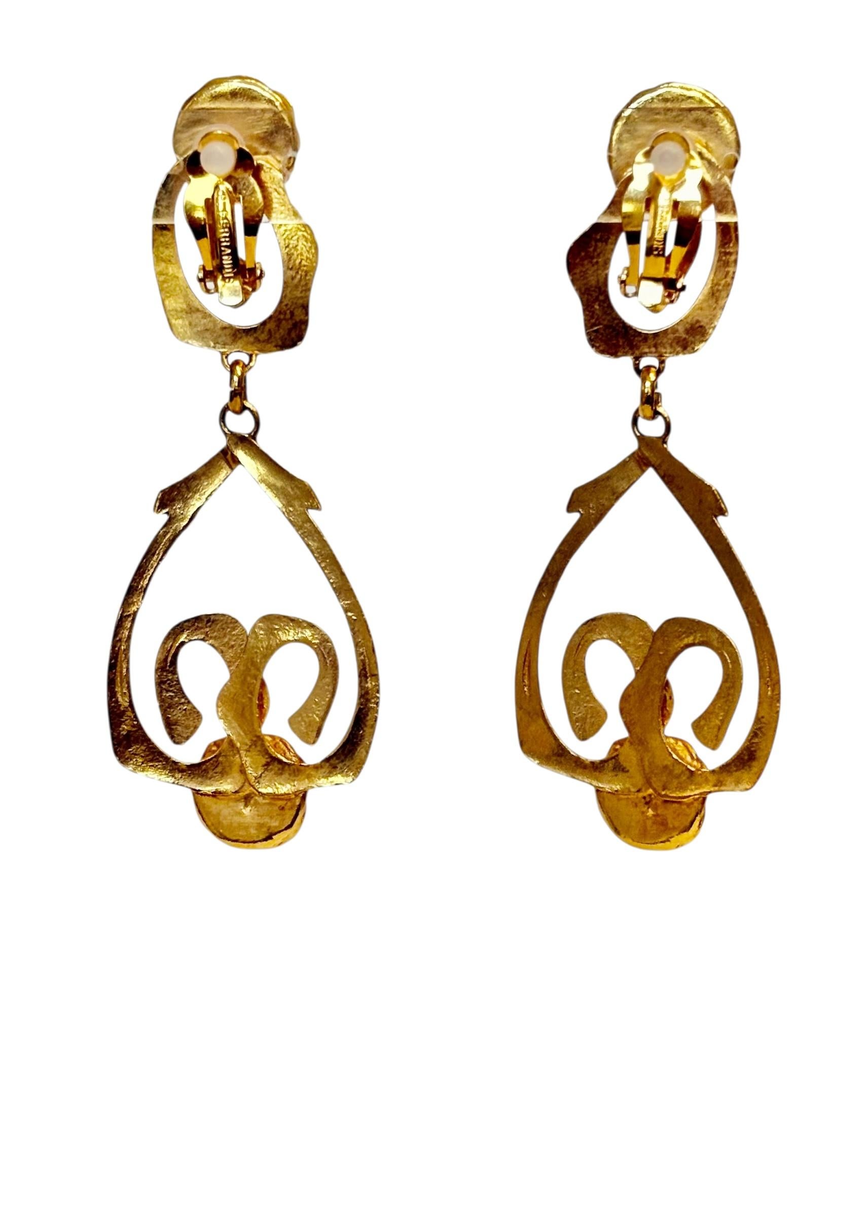 Baroque Philippe Ferrandis Vintage Green Clip Earrings For Sale