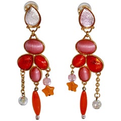 Philippe Ferrandis Vintage Pink and Orange Statement Clip, 1990s