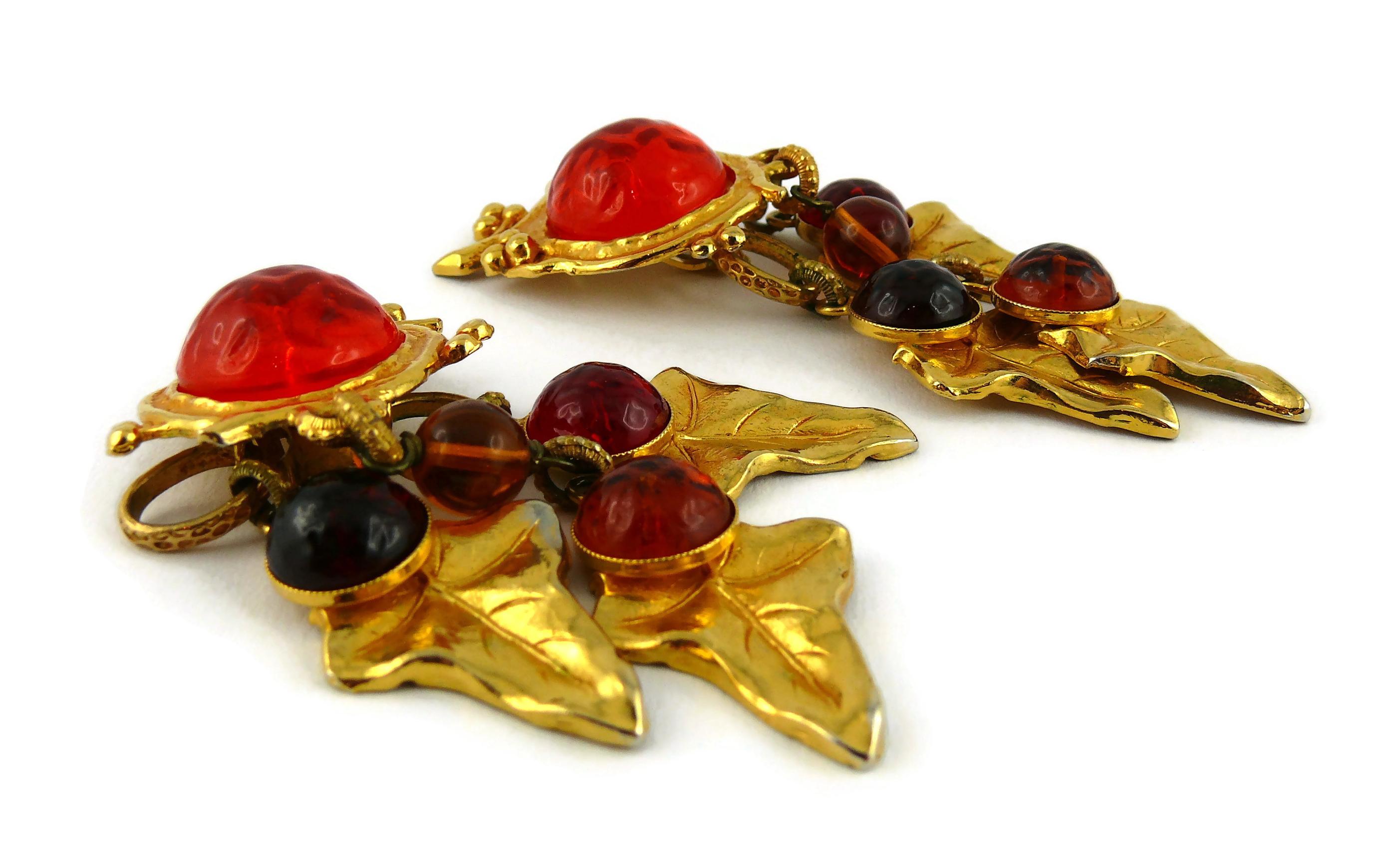 Women's Philippe Ferrandis Vintage Poured Glass Foliage Dangling Earrings