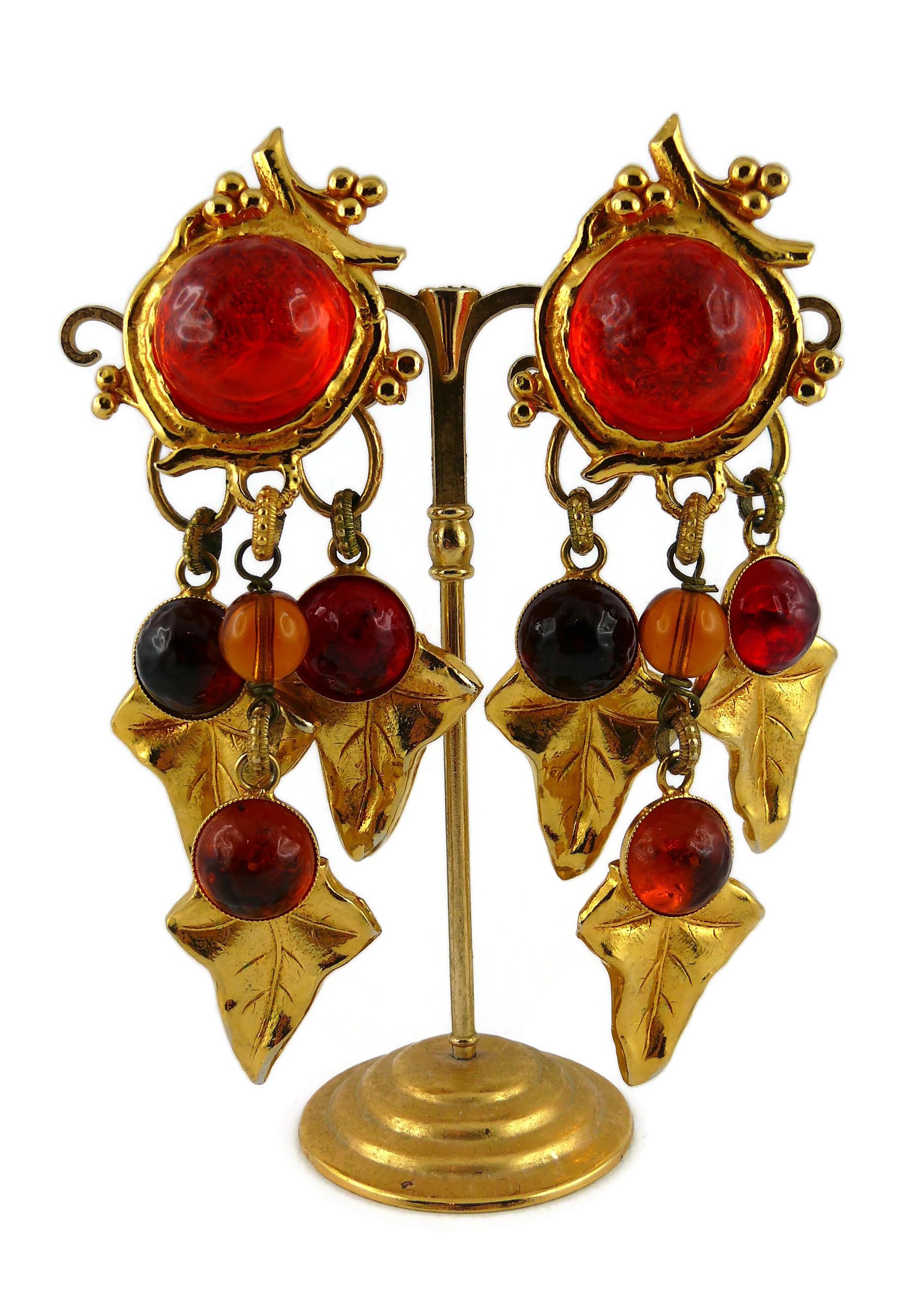 Philippe Ferrandis Vintage Poured Glass Foliage Dangling Earrings 1