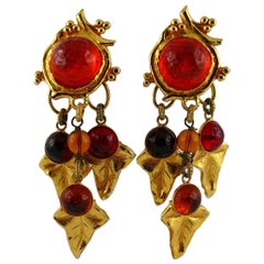 Philippe Ferrandis Vintage Poured Glass Foliage Dangling Earrings