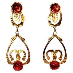 Philippe Ferrandis Vintage Red Clip Earrings