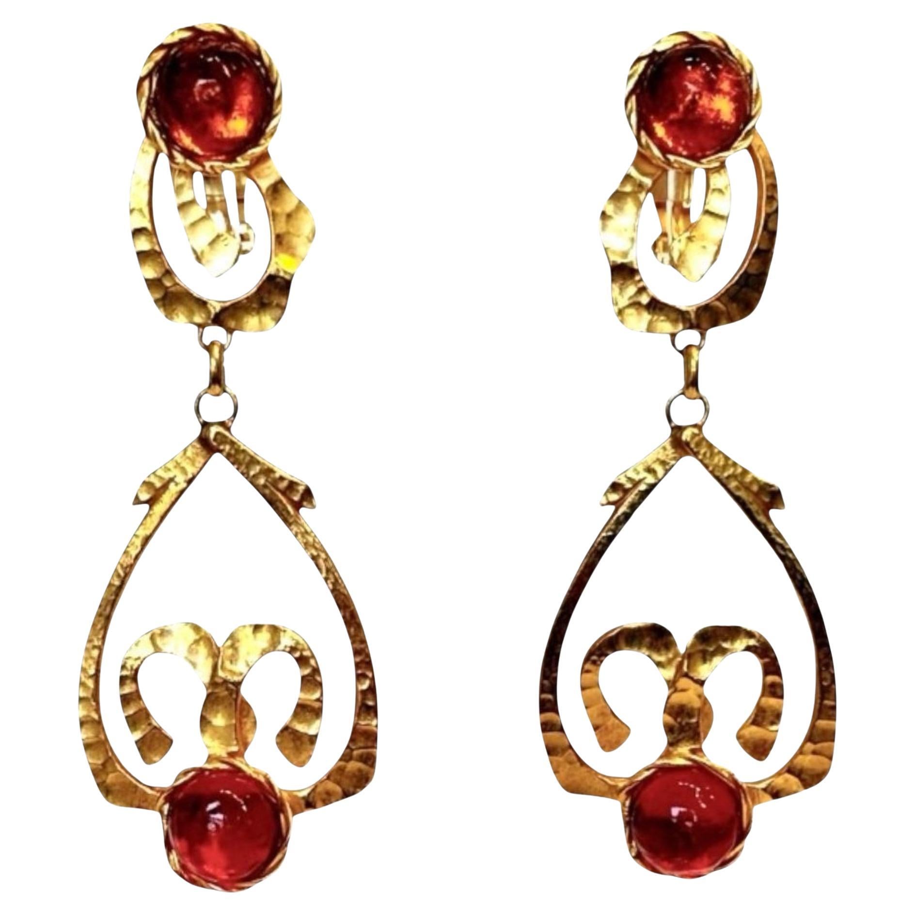 Orecchini a clip rossi vintage Philippe Ferrandis