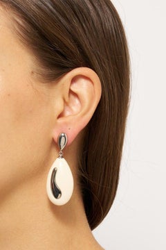 Philippe Ferrandis Wave Black and Silver Drop earrings
