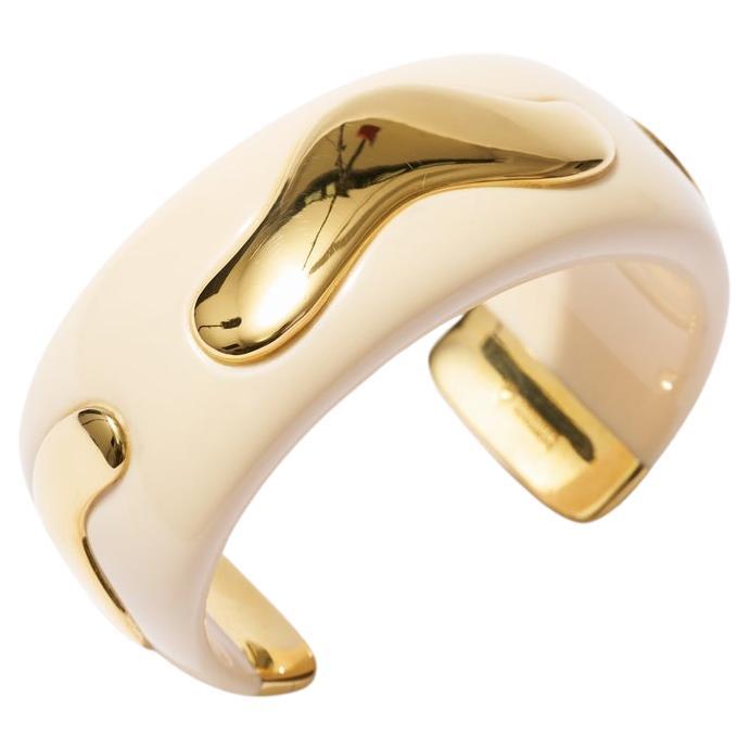 Philippe Ferrandis Bracelet jonc Waves en blanc et or en vente