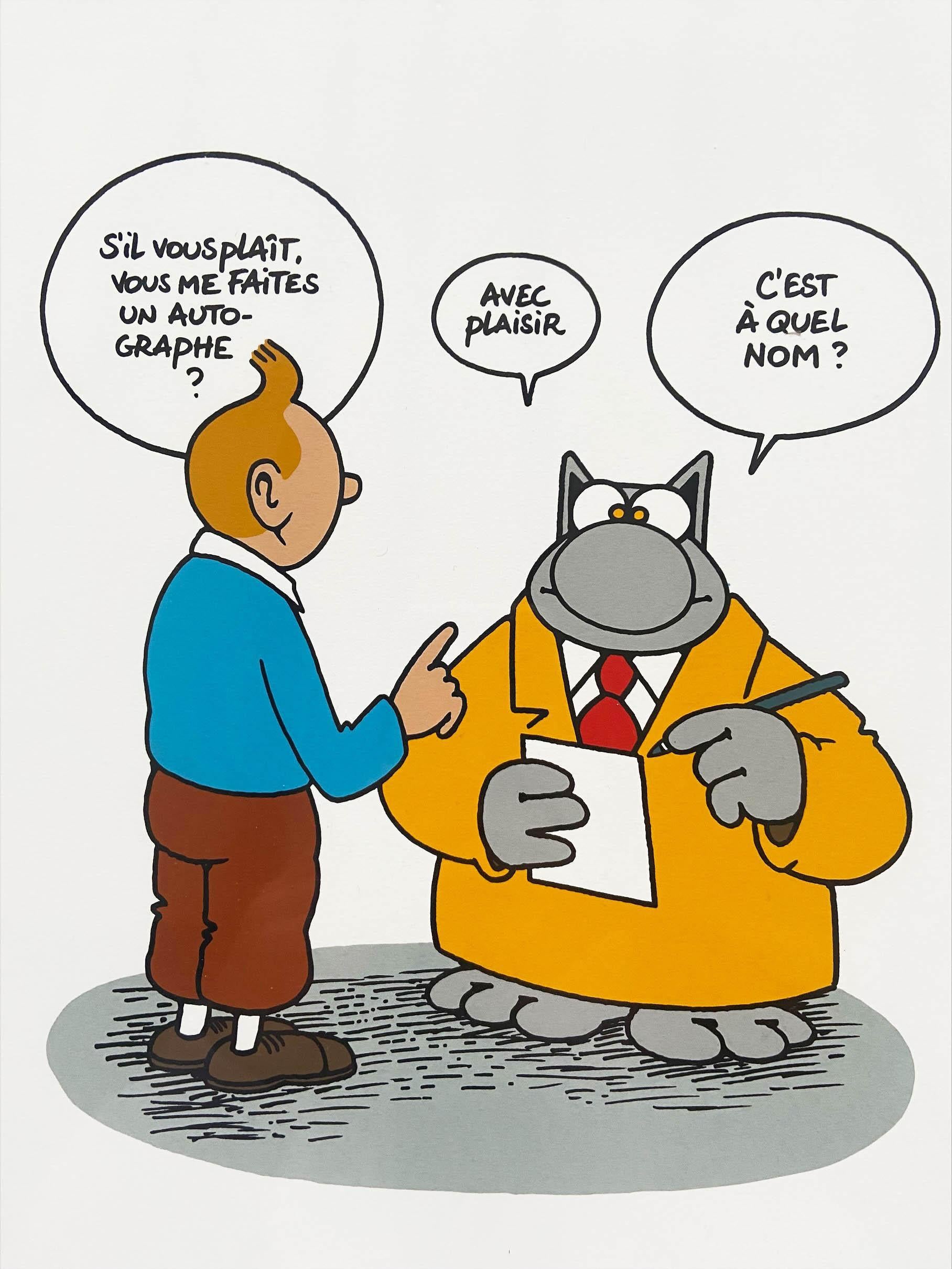 Le chat and Tintin - Philippe Geluck  For Sale 1