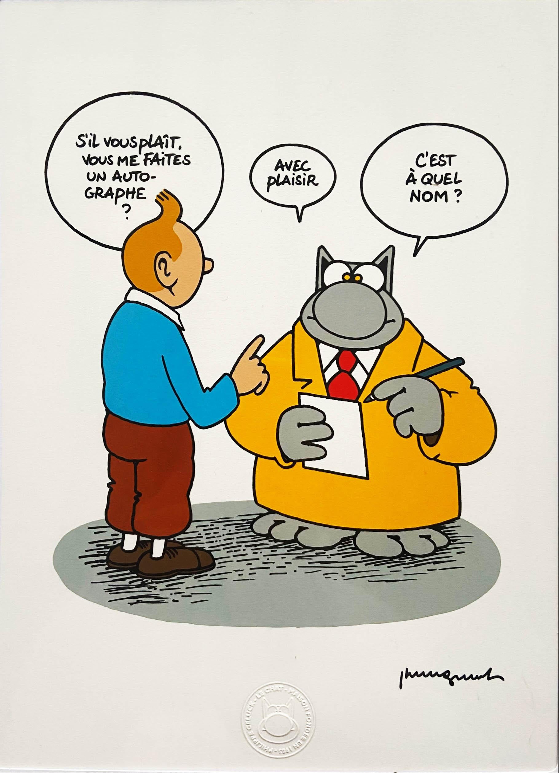 Le chat and Tintin - Philippe Geluck  For Sale 3