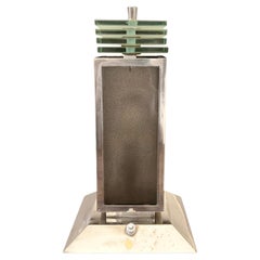 Philippe Genêt and Lucien Michon Modernist Nickel and Glass Table Light