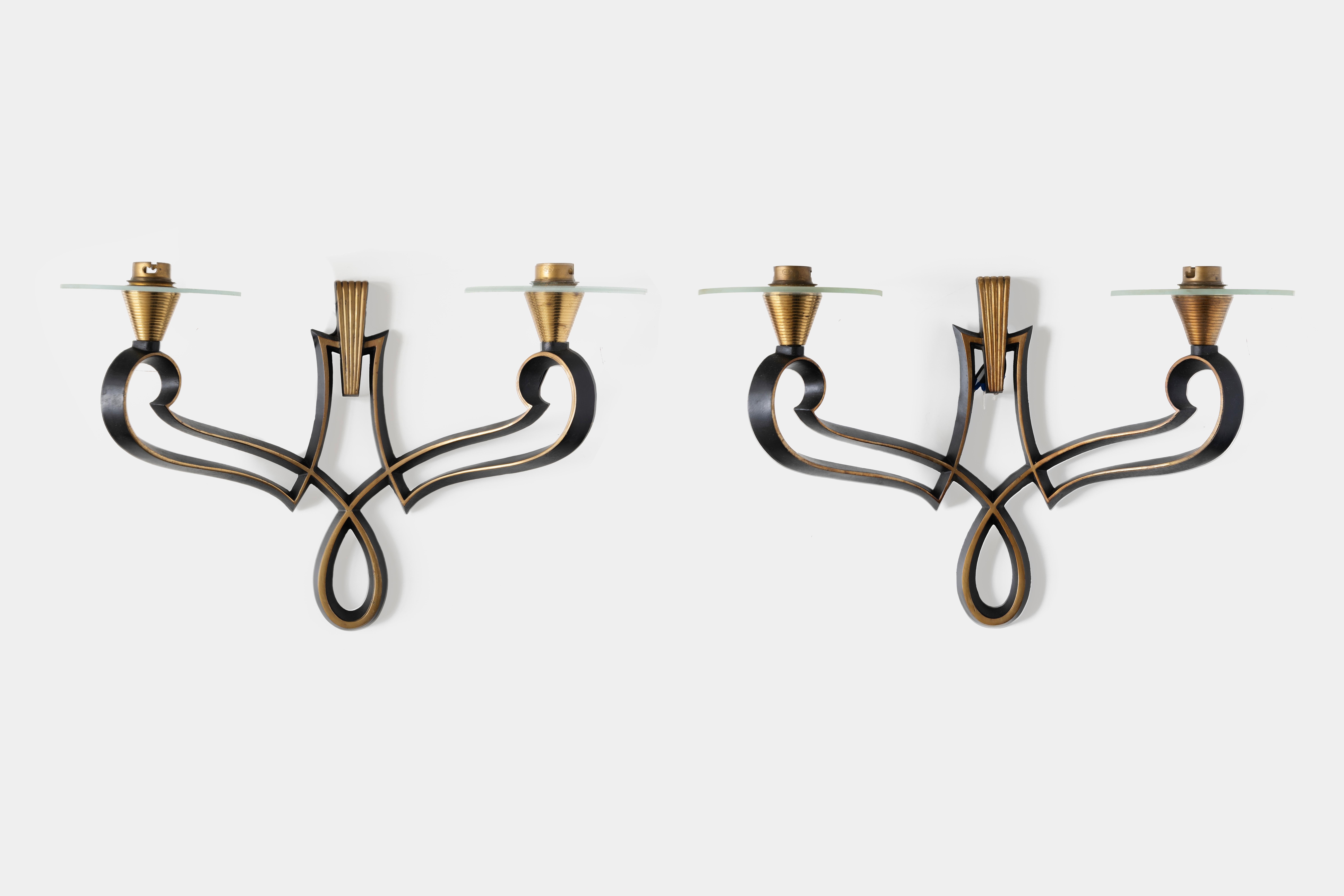 Philippe Genet & Lucien Michon, 2er-Set Wandleuchten aus Glas und Metall im Angebot 6