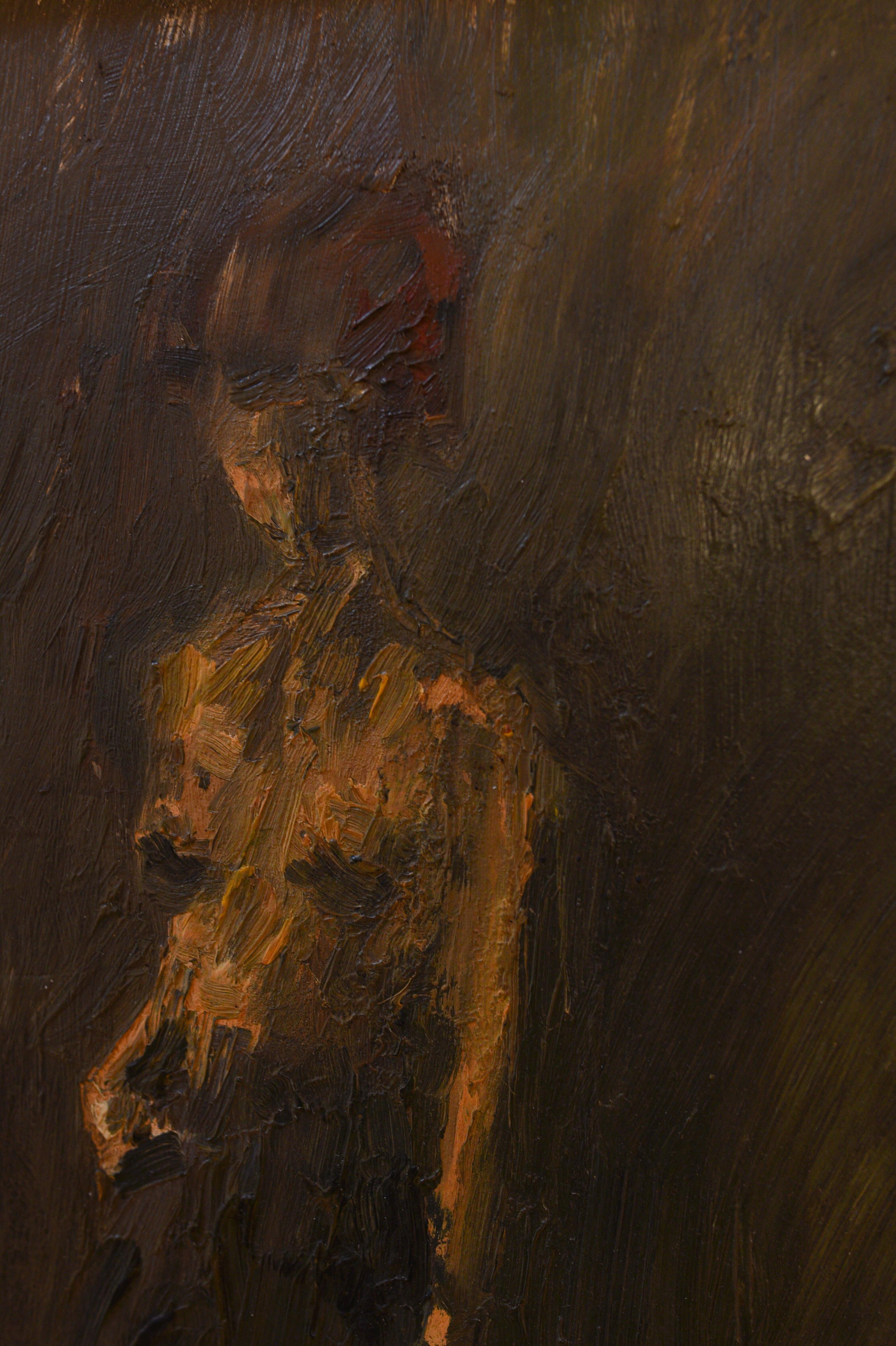 Peinture expressionniste des années 1970 représentant une femme nue  2