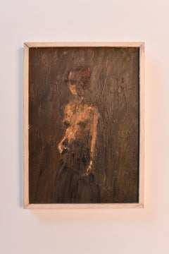 Peinture expressionniste des années 1970 représentant une femme nue 