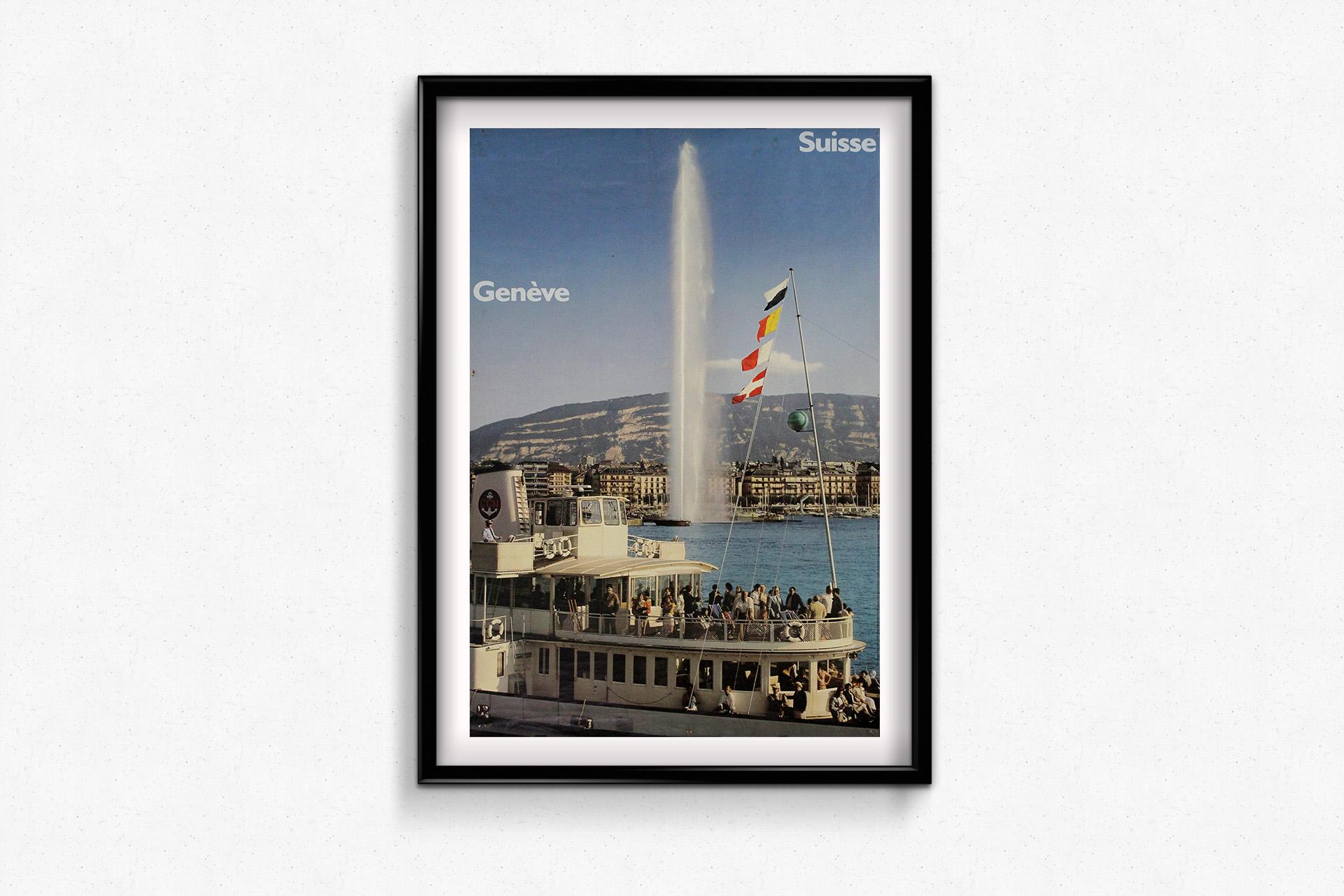 1982 Original-Reiseplakat von Philippe Giegel für Geneva in der Schweiz im Angebot 1
